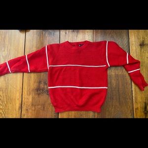 Red with White Striped Sweater